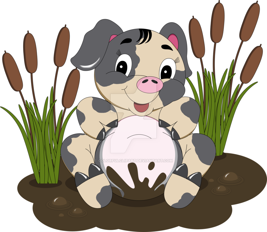 Pig pencil and in. Grass clipart mud