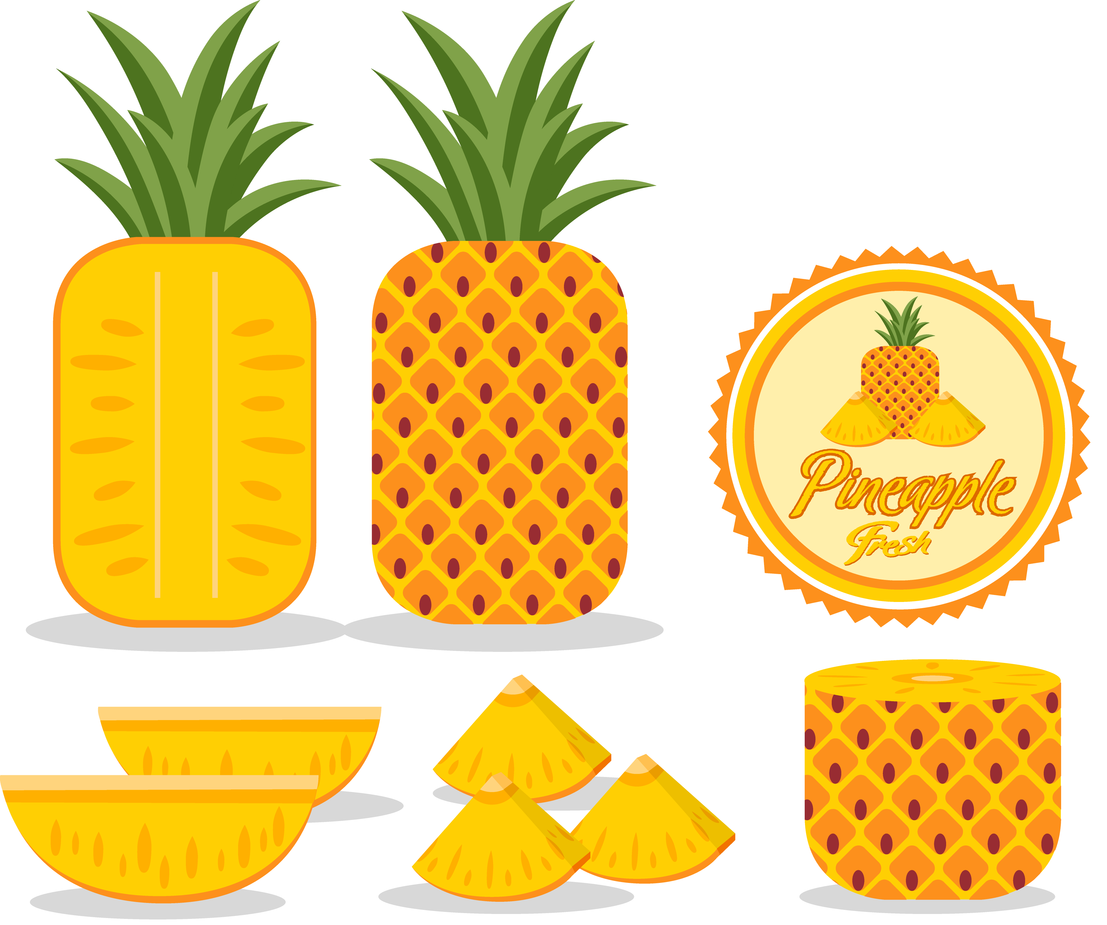 clipart pineapple coloured