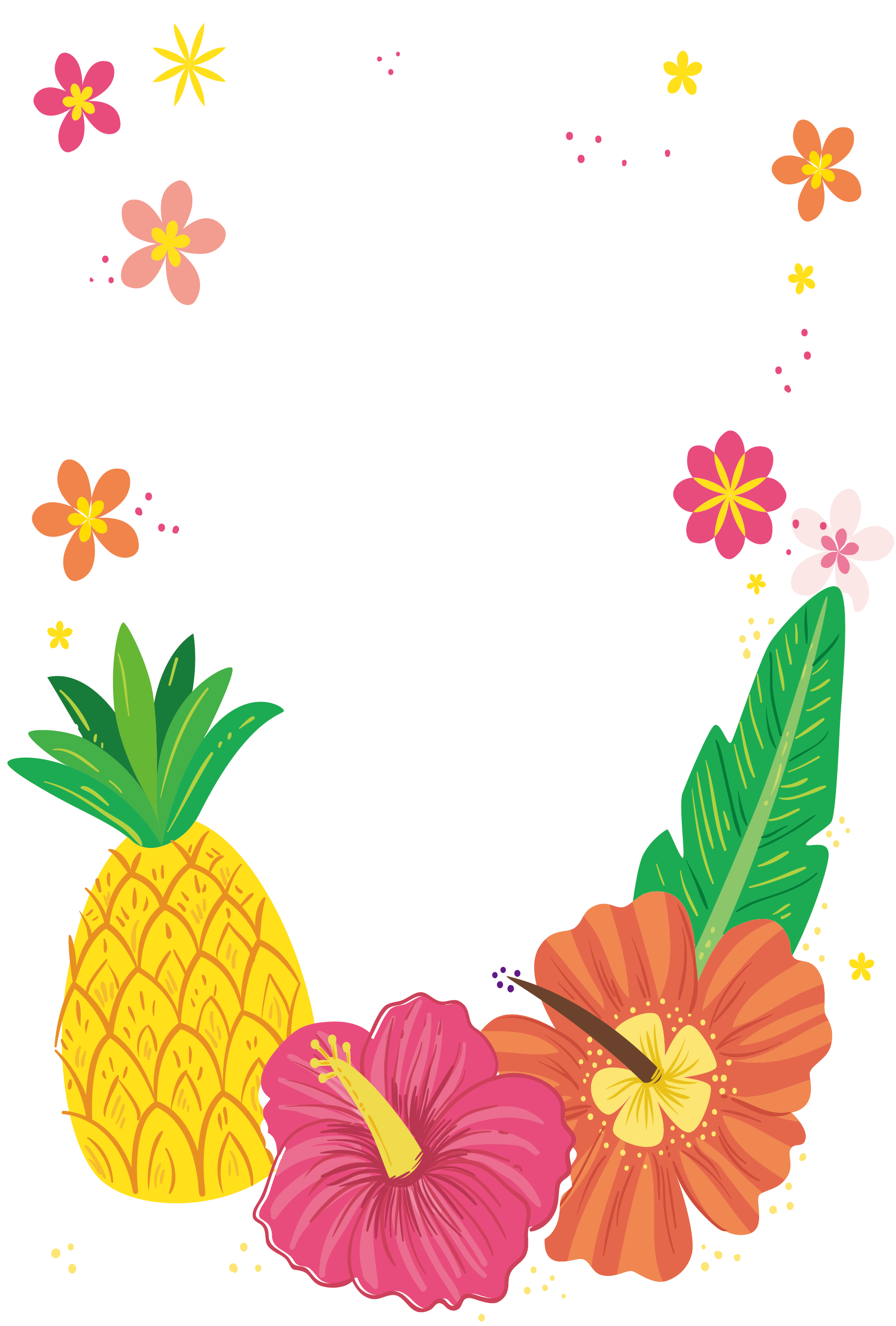 Pineapple clipart floral. Tropical colored flower decorative