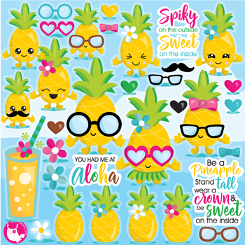 Commercial use vector graphics. Clipart pineapple party