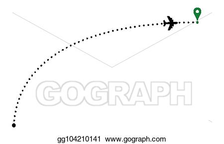 Vector art illustration with. Plane clipart path