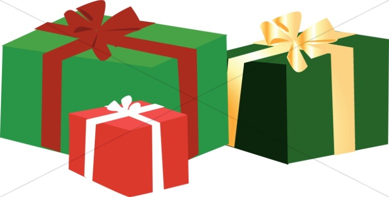Three boxes with christmas. Clipart present 3 gift