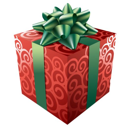 Red gift with green. Clipart present jpeg