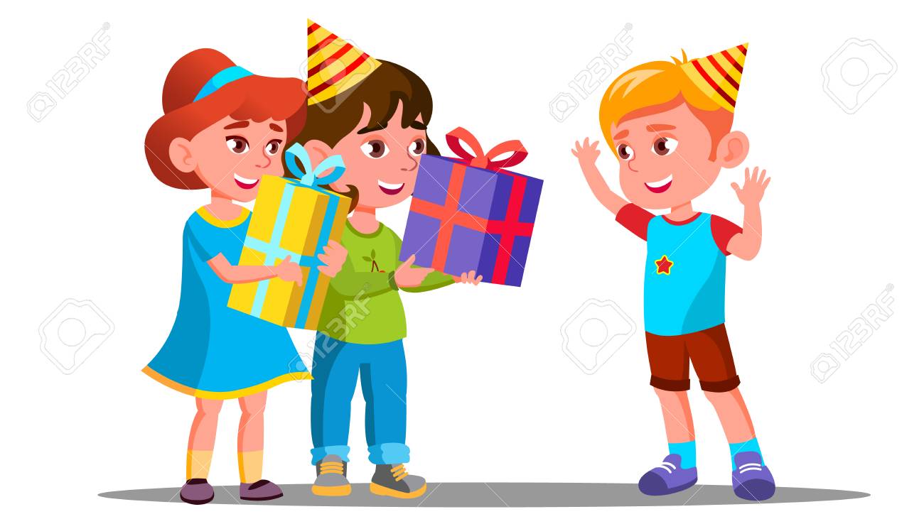Clipart present kid. Birthday child x free