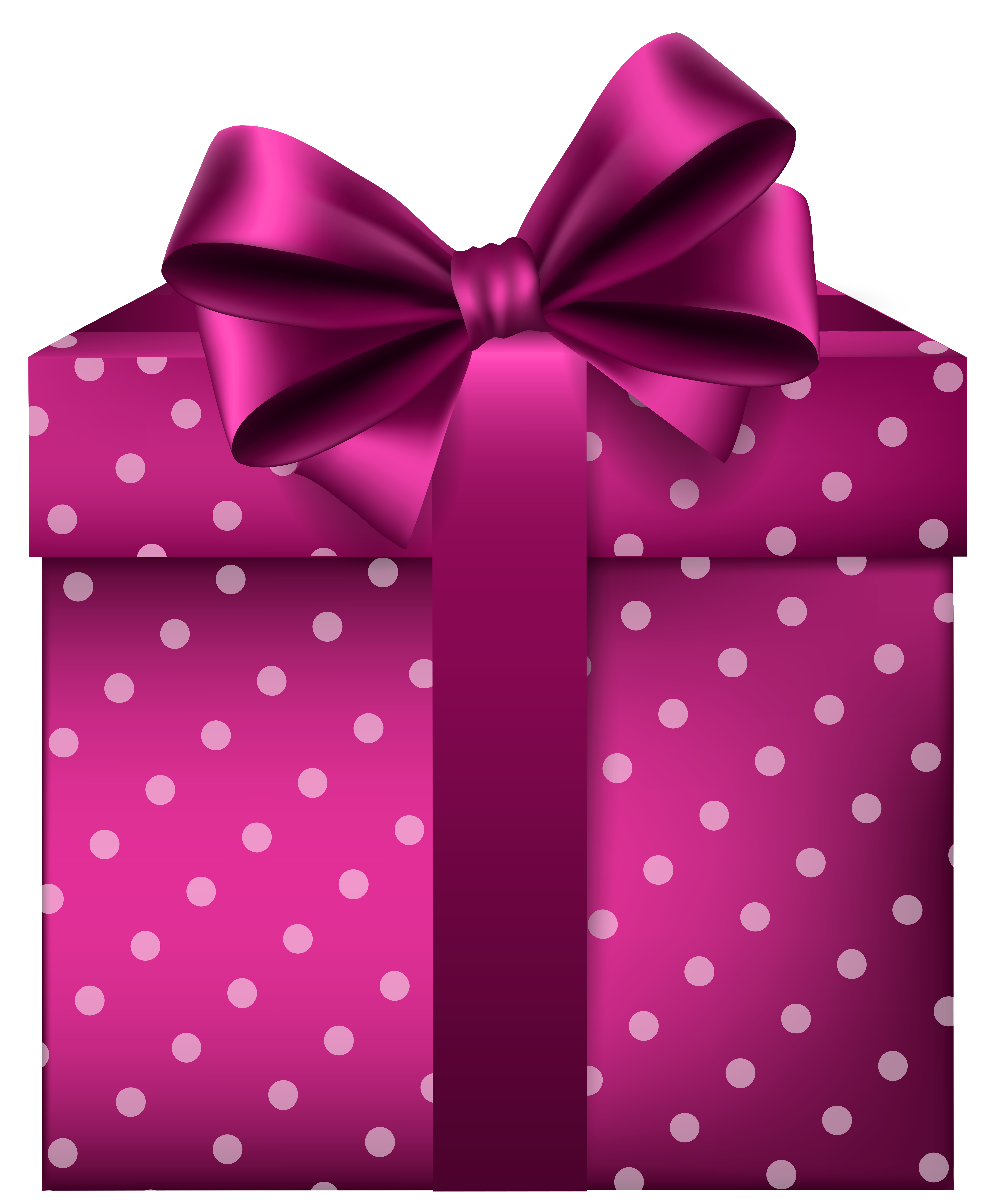 Pink gift png clip. Clipart present polka dot