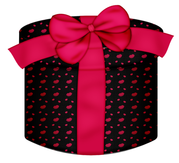 Clipart present polka dot. Black kiss round gift