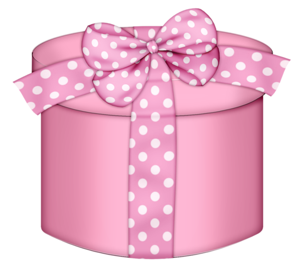 Clipart present regalo. Pink round gift box