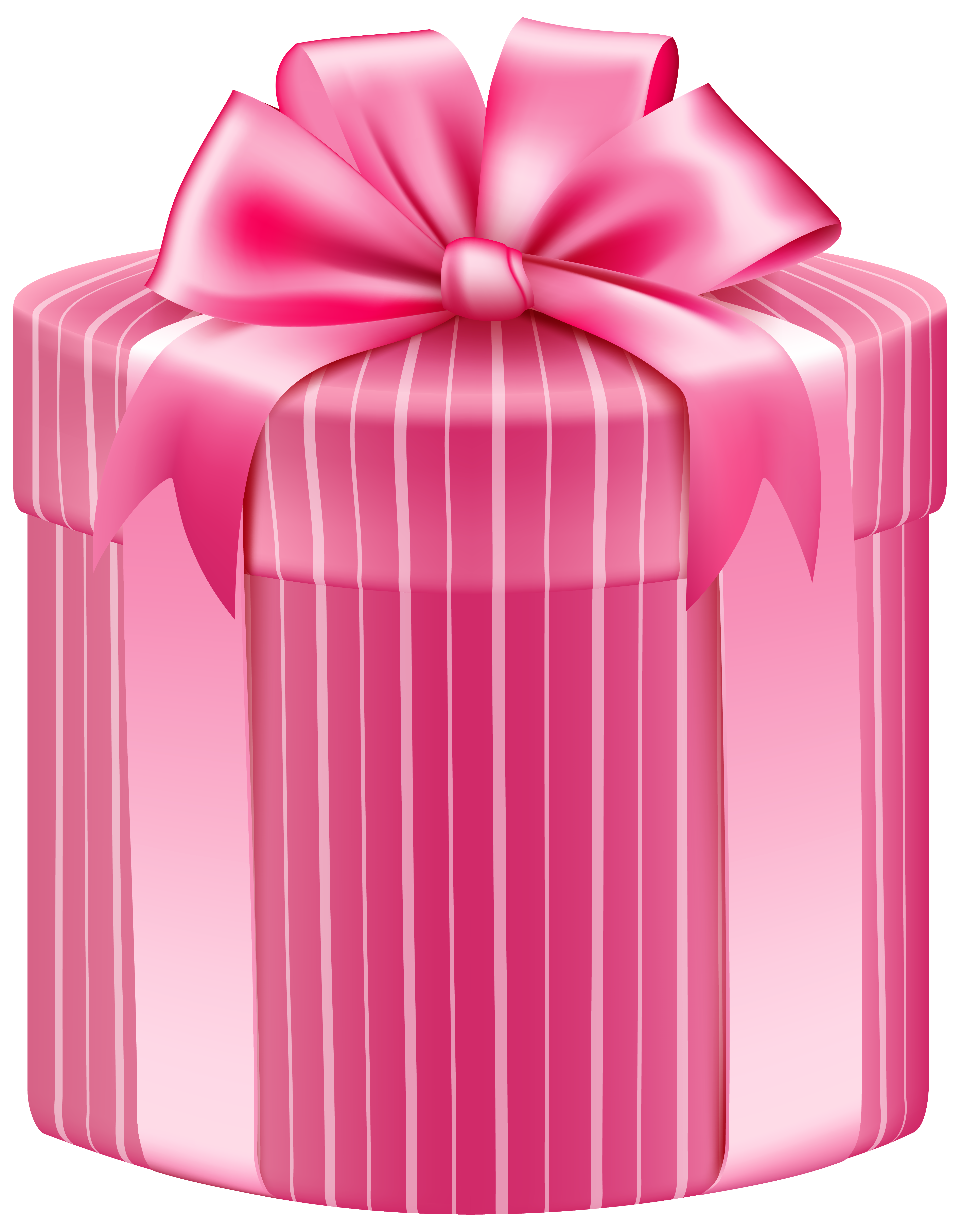 Pink striped gift box. Clipart present regalo