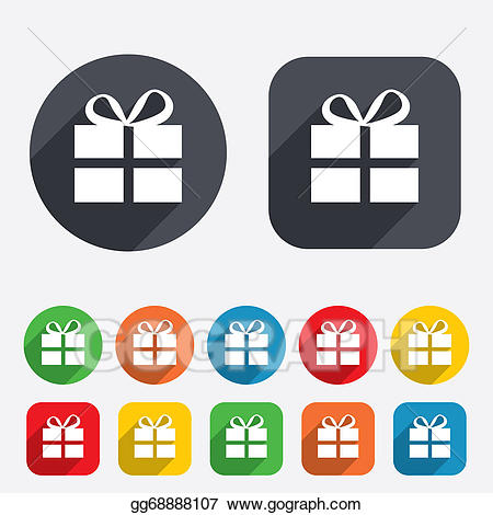 Drawing gift box sign. Clipart present symbol