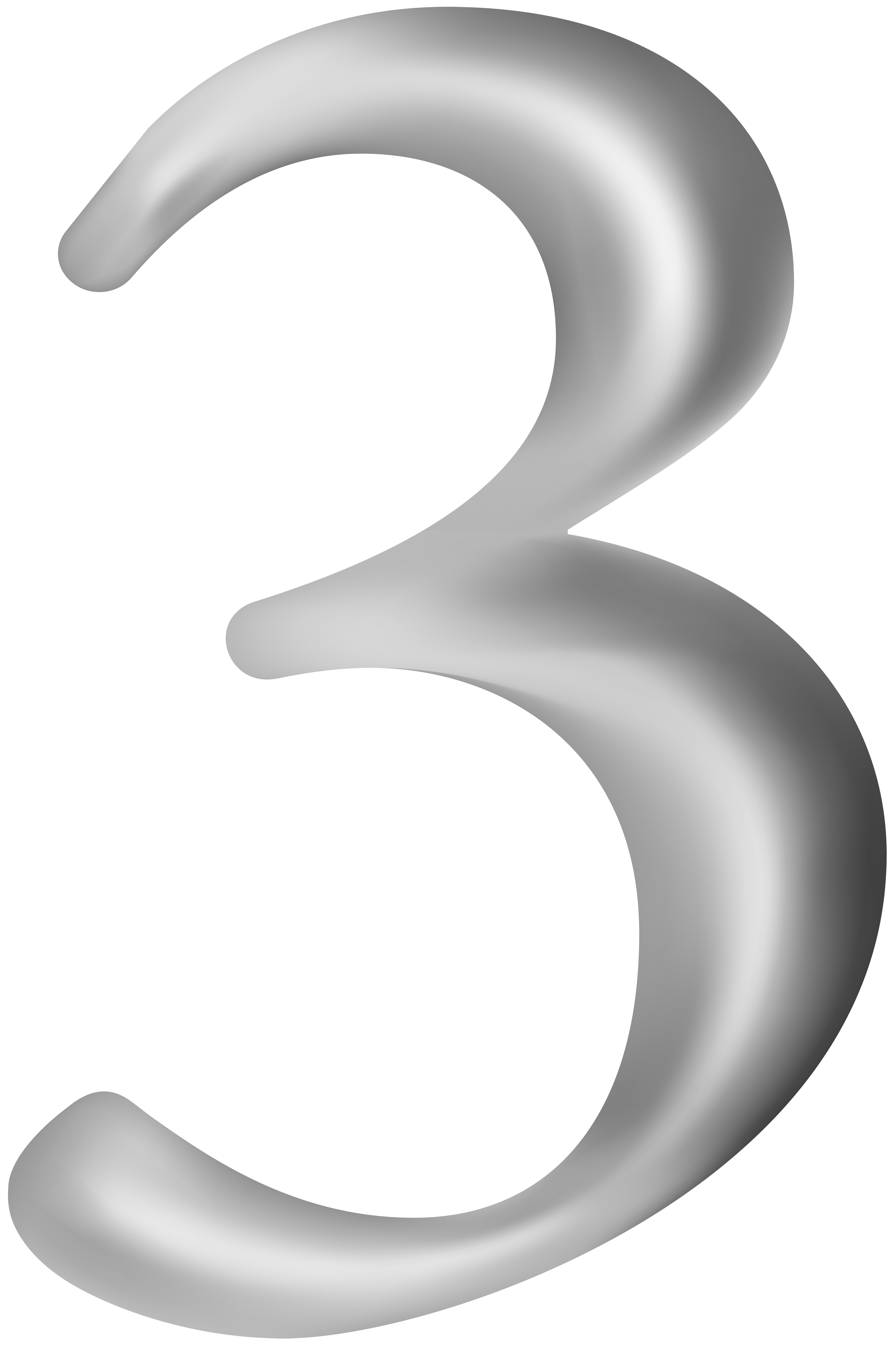 Number grey png image. Clipart present three