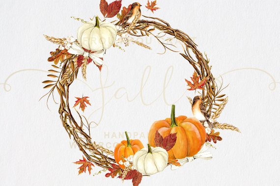 Fall clip art autumn. Clipart pumpkin wreath