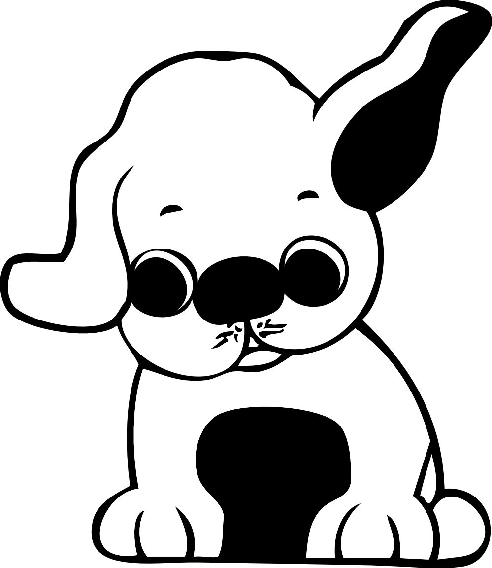 clipart puppy black and white