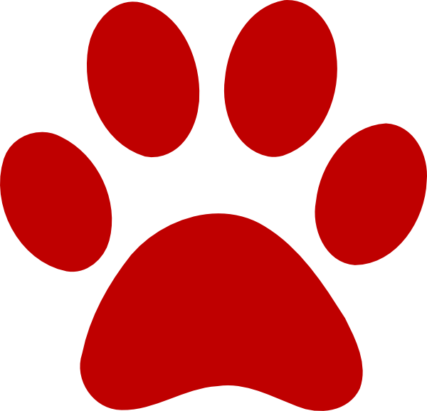 Red clip art at. Wolf clipart paw print