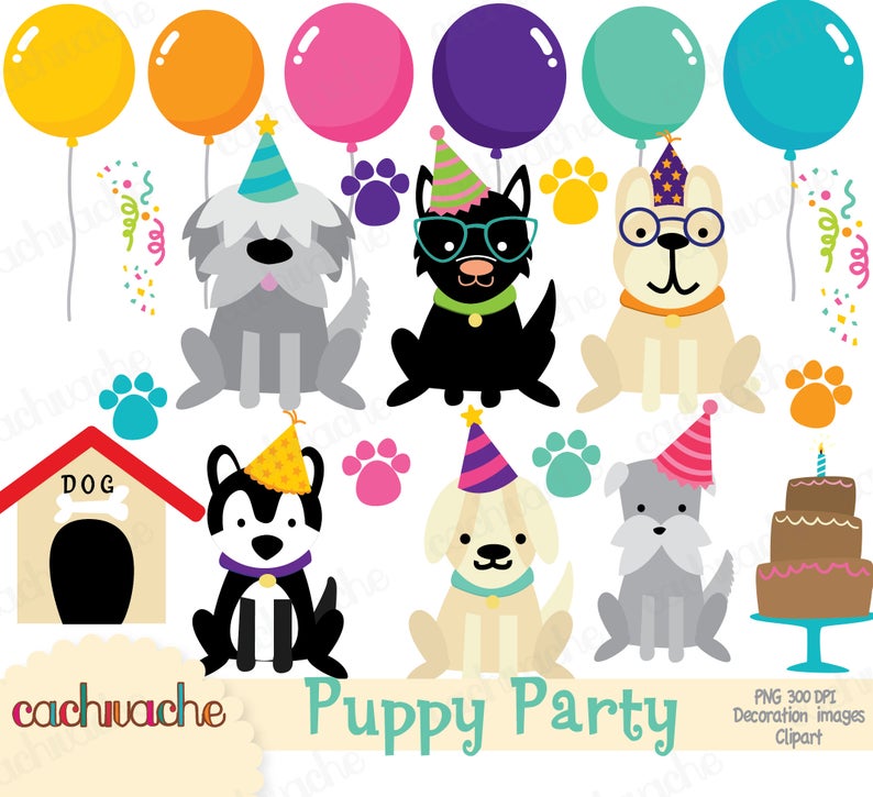 clipart puppy party