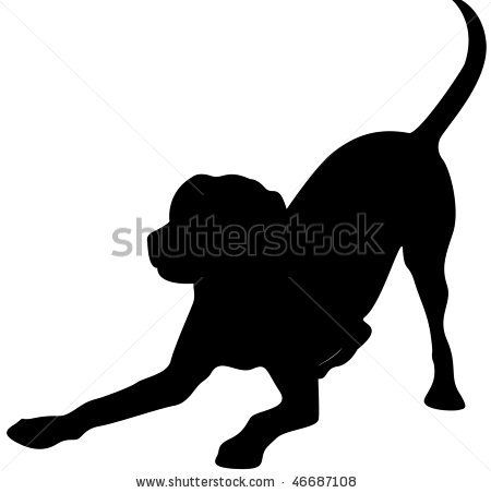 Dog at play clip. Clipart puppy silhouette