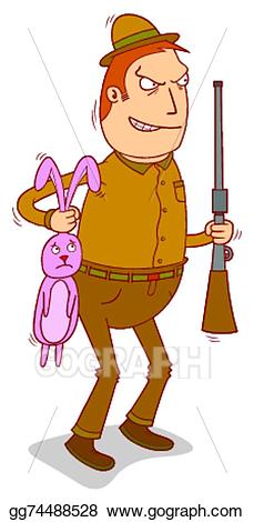 Vector art drawing gg. Clipart rabbit hunter