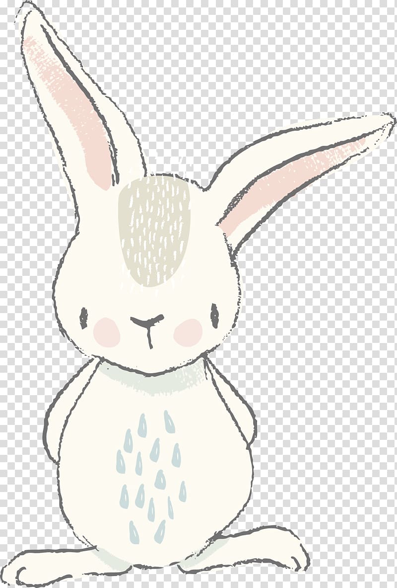 Easter bunny white painting. Clipart rabbit watercolor
