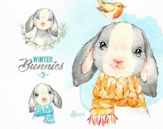 clipart rabbit winter