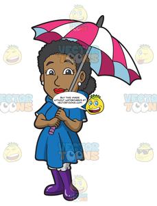 Clipart rain curly. A woman in her