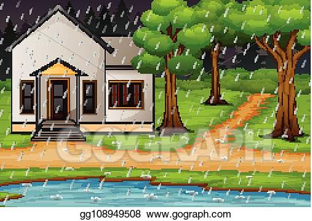 clipart rain house