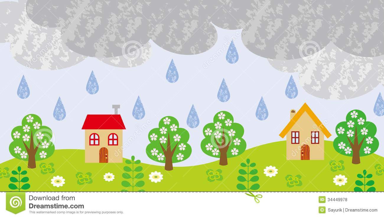 Clipart rain scenery. Rainy day station 