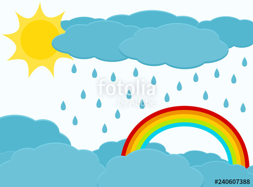Sky with sun cloud. Landscape clipart rainy