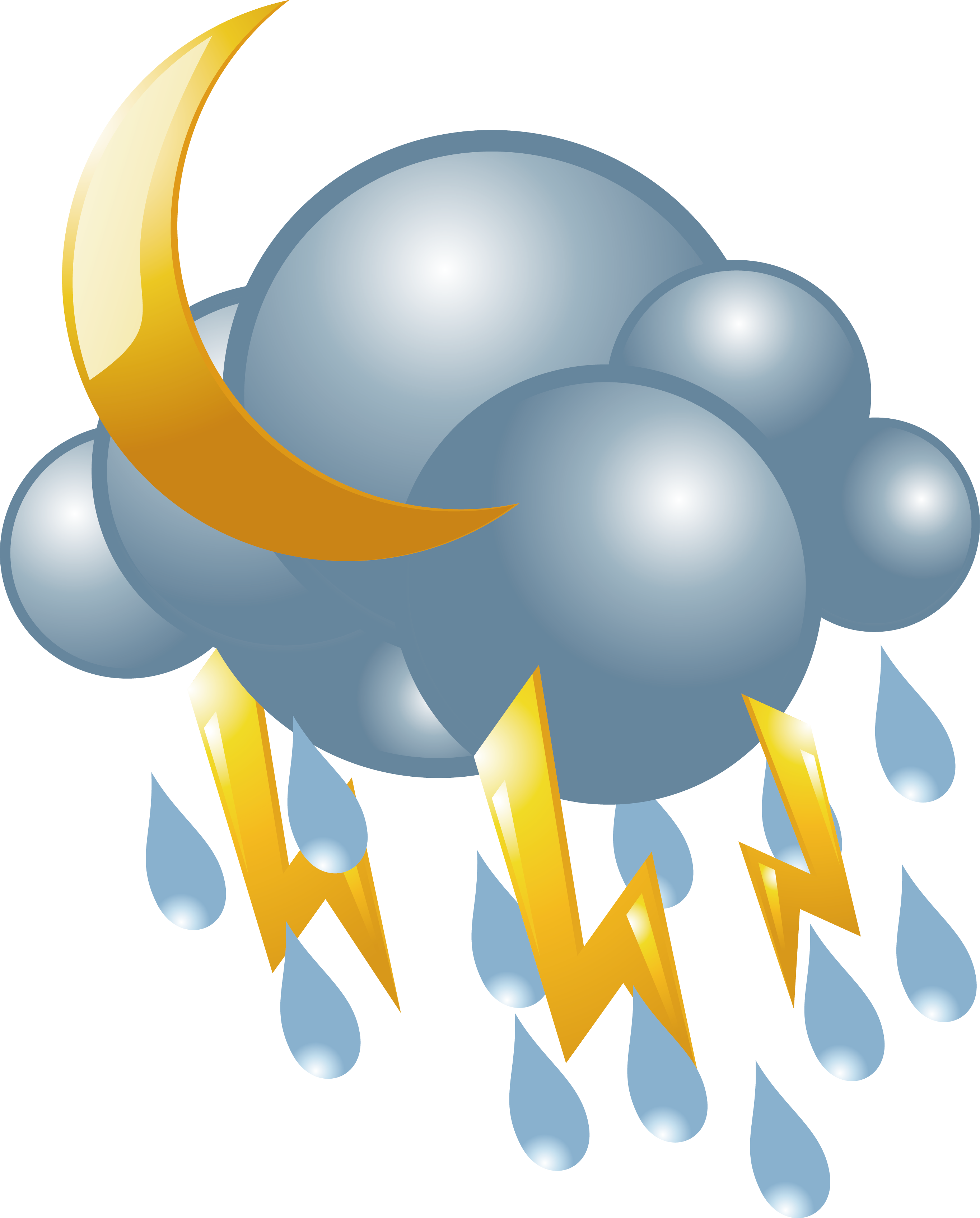 Lightning cloud icon vector. Clipart rain snow mix