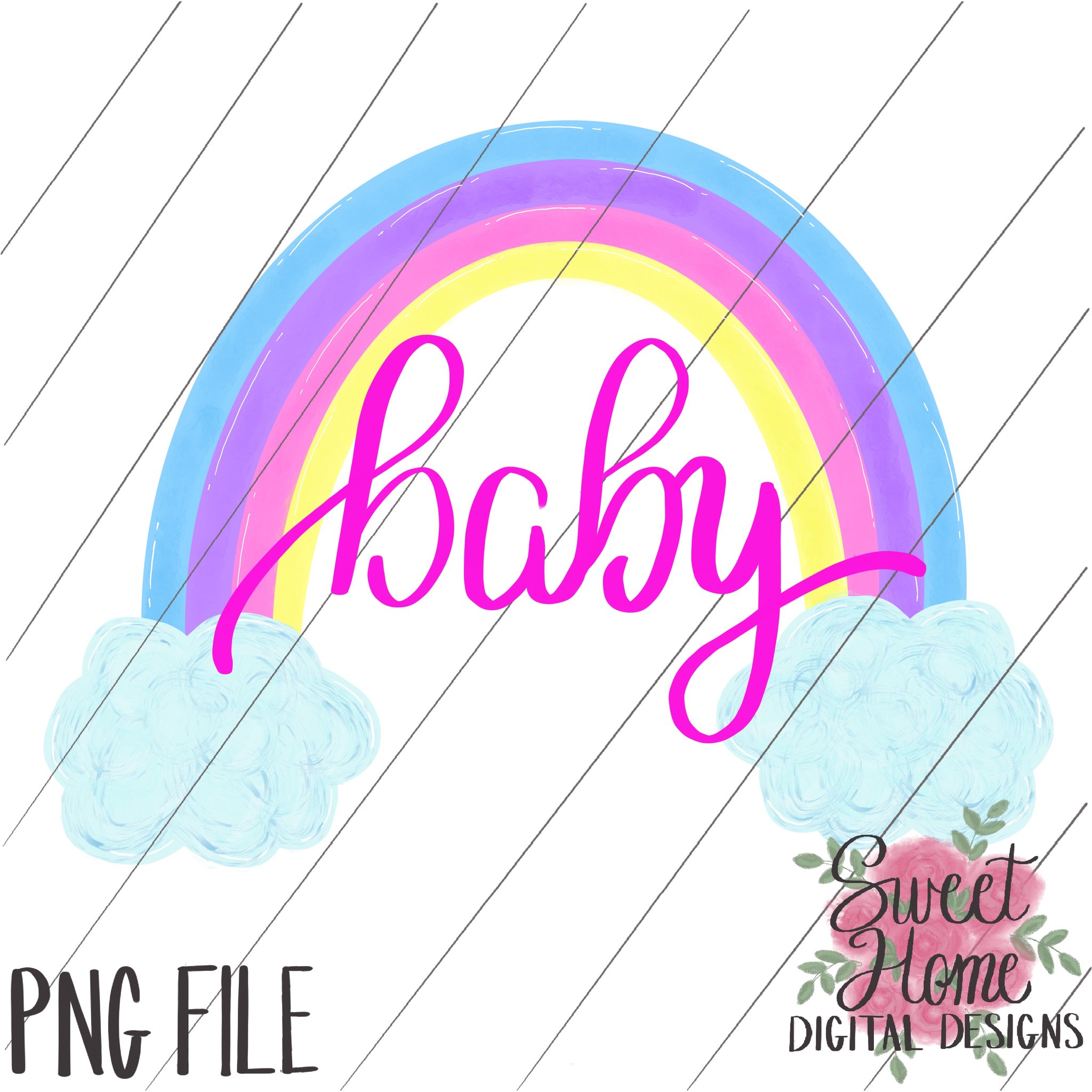 Baby without you. Pastel Color Rainbow PNG.