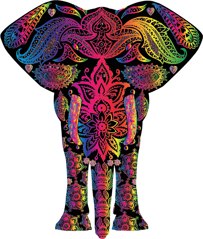 Elephants clipart rainbow. Floral pattern elephant medium