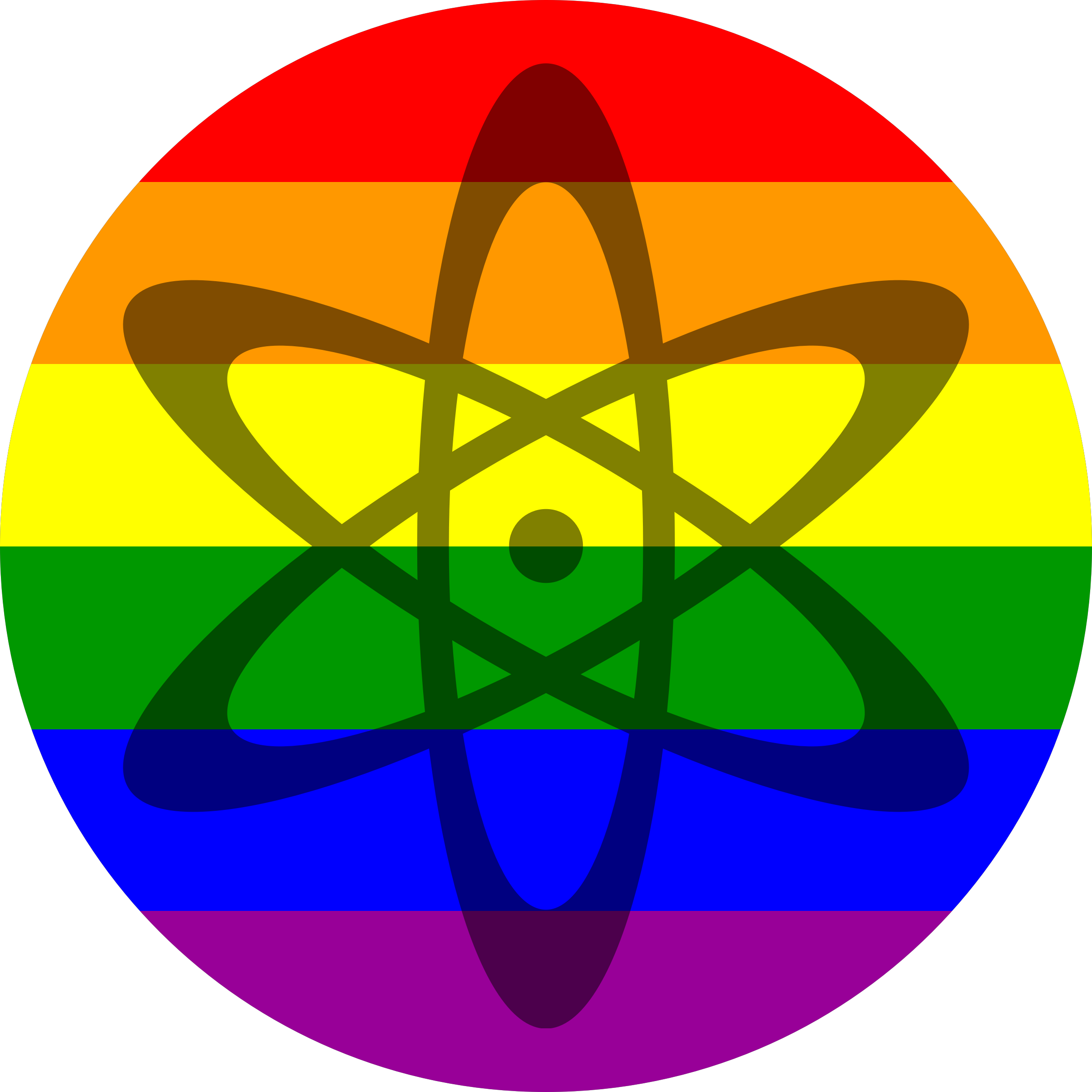 Atom shadow on flag. Life clipart rainbow