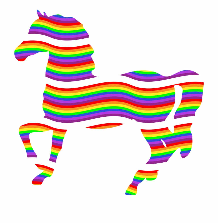 Black and white stock. Clipart rainbow horse