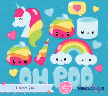 Clipart rainbow kawaii. Unicorn and poo 