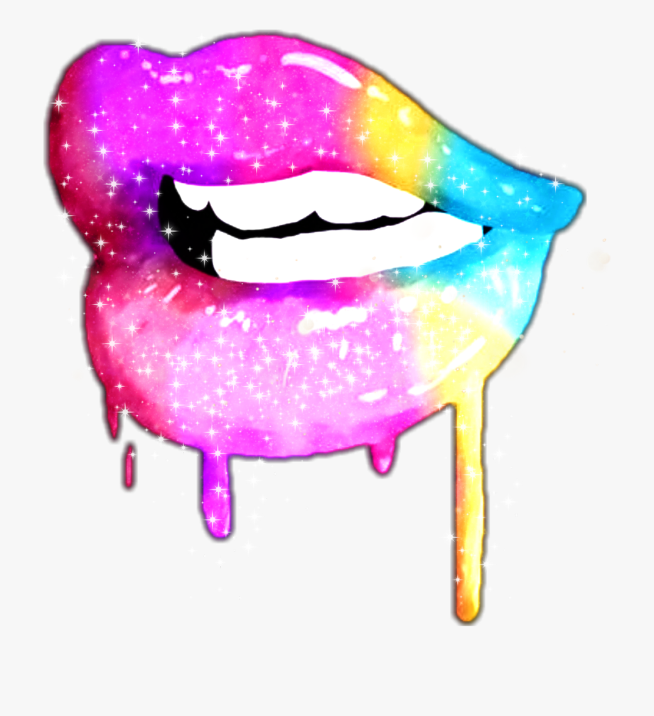 Sparkle kiss lips rainbow. Glitter clipart colorful