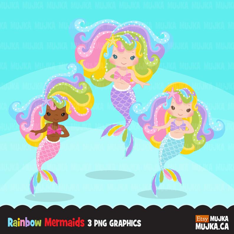 mermaid clipart rainbow