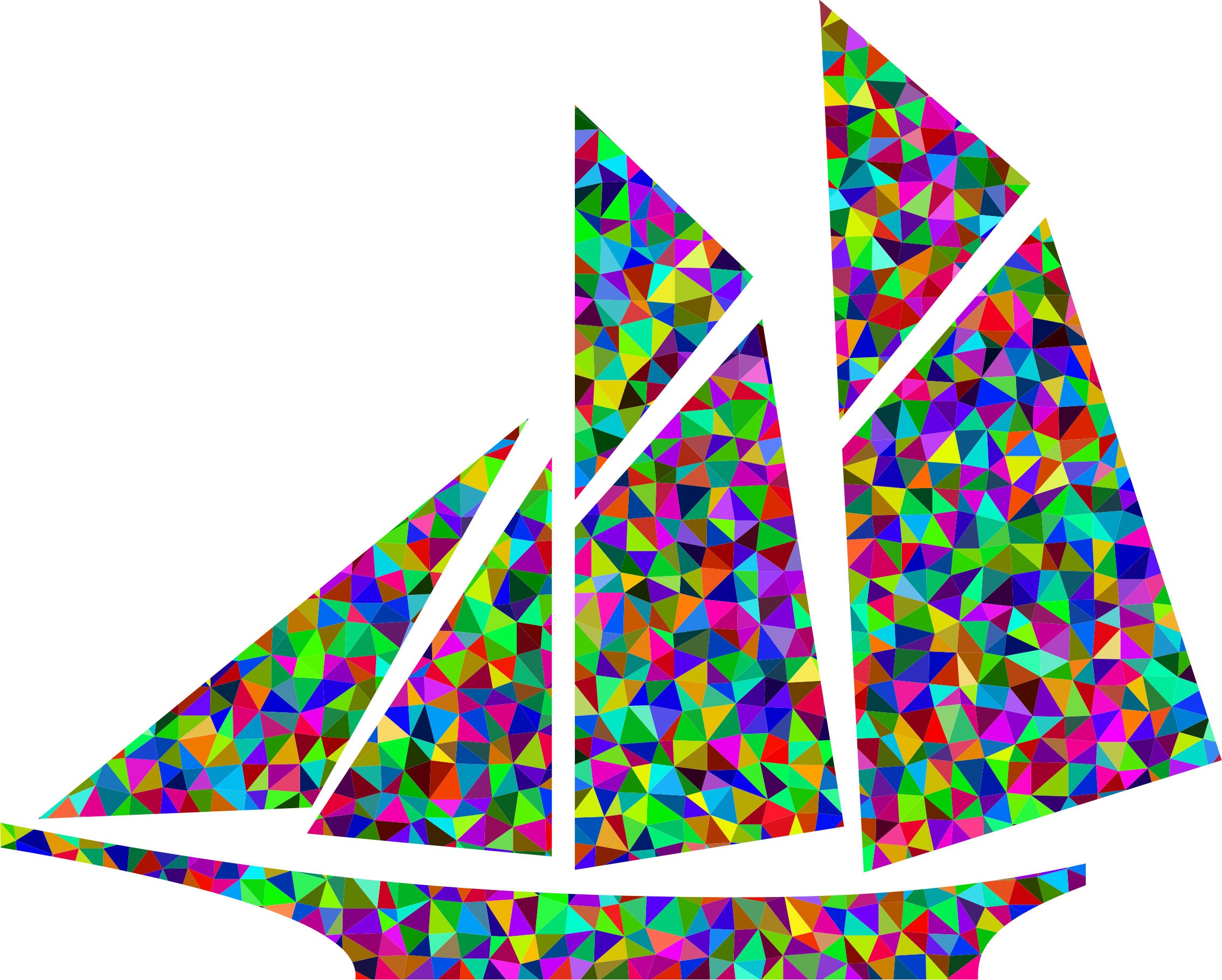 Prismatic low poly big. Clipart rainbow sailboat