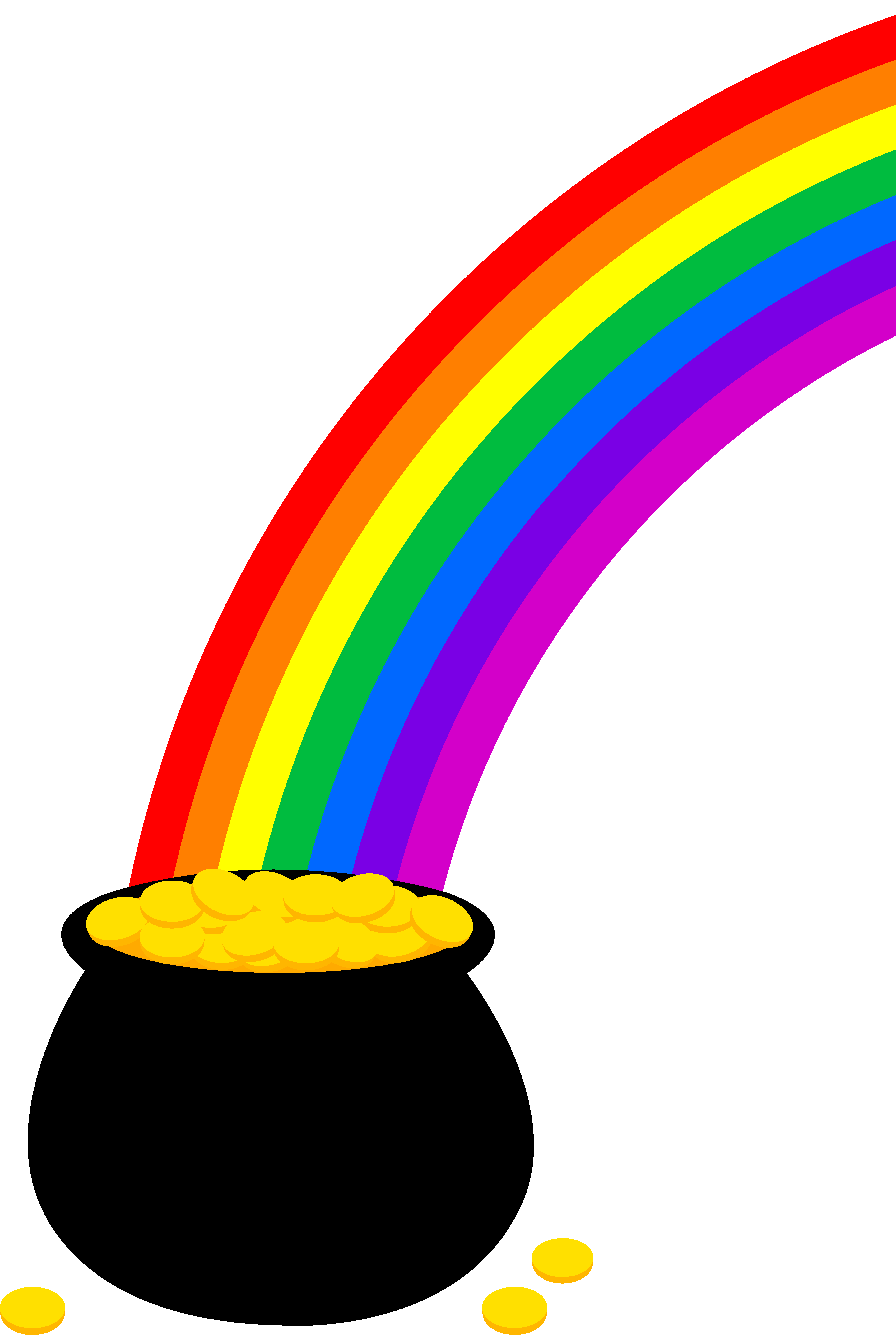 Handprint clipart over rainbow. Pot of gold with