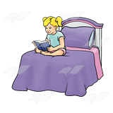 clipart reading bed