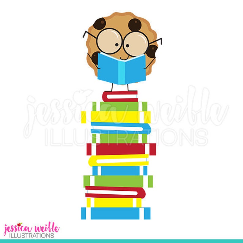 Smart cookie on book. Clipart reading cute