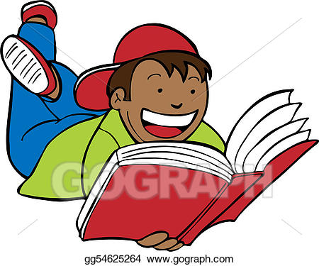 Vector art child book. Clipart reading happy reading