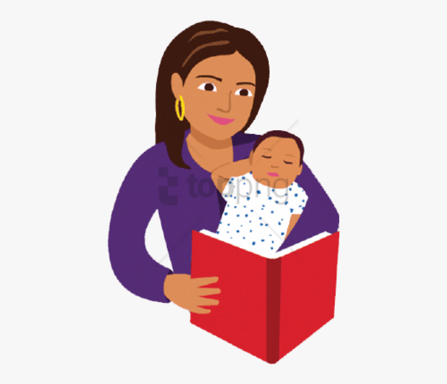 clipart reading mother baby