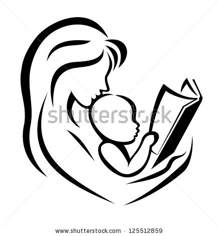 And drawing free download. Clipart reading mother baby