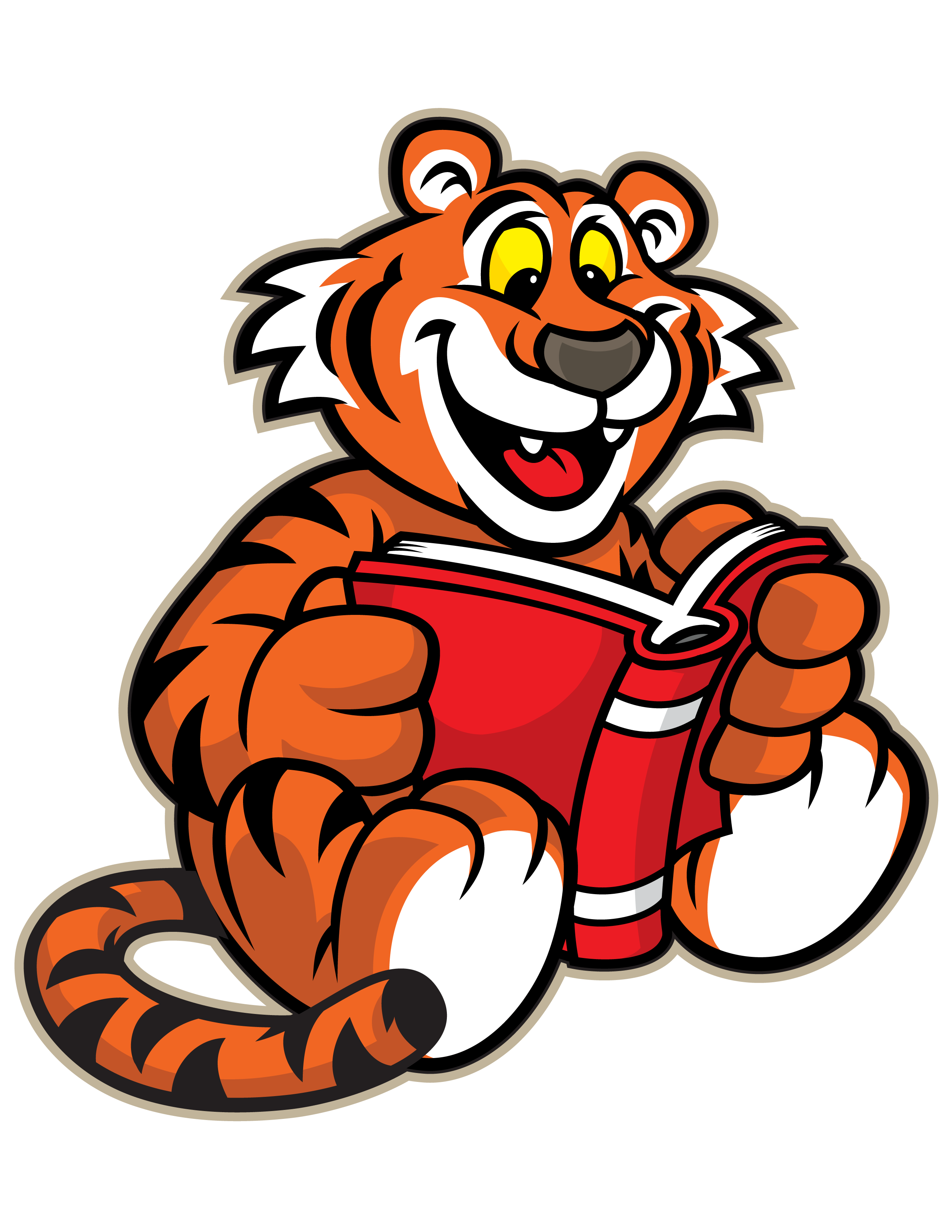 Tiiger reading pencil and. Cougar clipart cartoon
