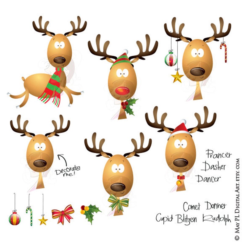 Clipart reindeer dasher. Christmas rudolph red nosed
