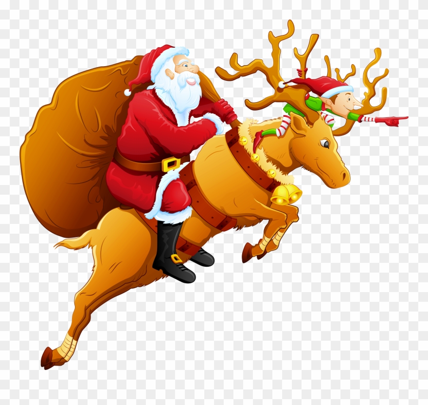 Christmas png santa and. Clipart reindeer eight