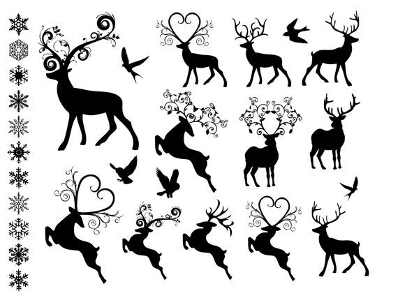 Clip art digital collage. Clipart reindeer fancy