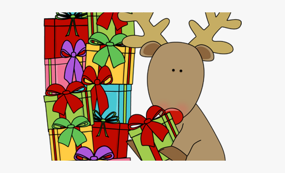 clipart reindeer gift