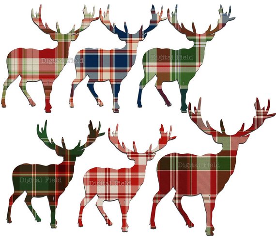 Clipart reindeer plaid. Tartan deer clip art