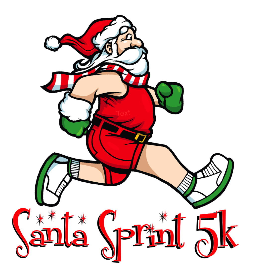 Santa sprint k walk. Runner clipart trail run