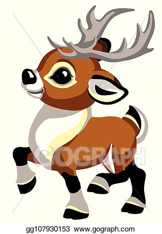 Clipart reindeer side view. Eps illustration cartoon funny