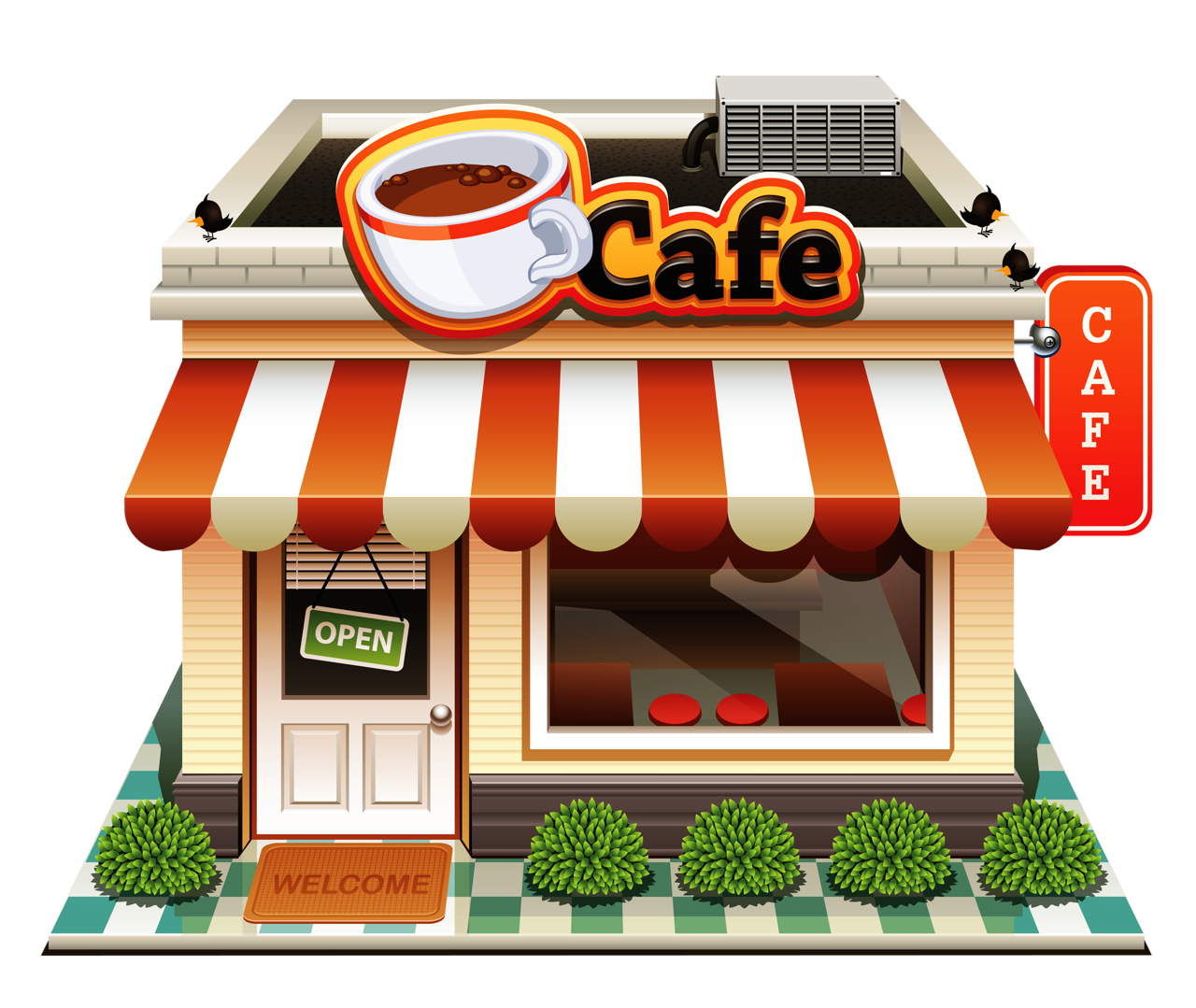clipart restaurant grocery store building